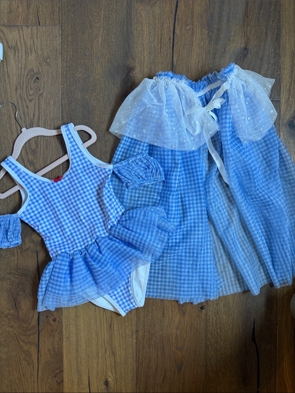Blue Dorothy Girls' Fairy Costume leotard with Tulle Cape